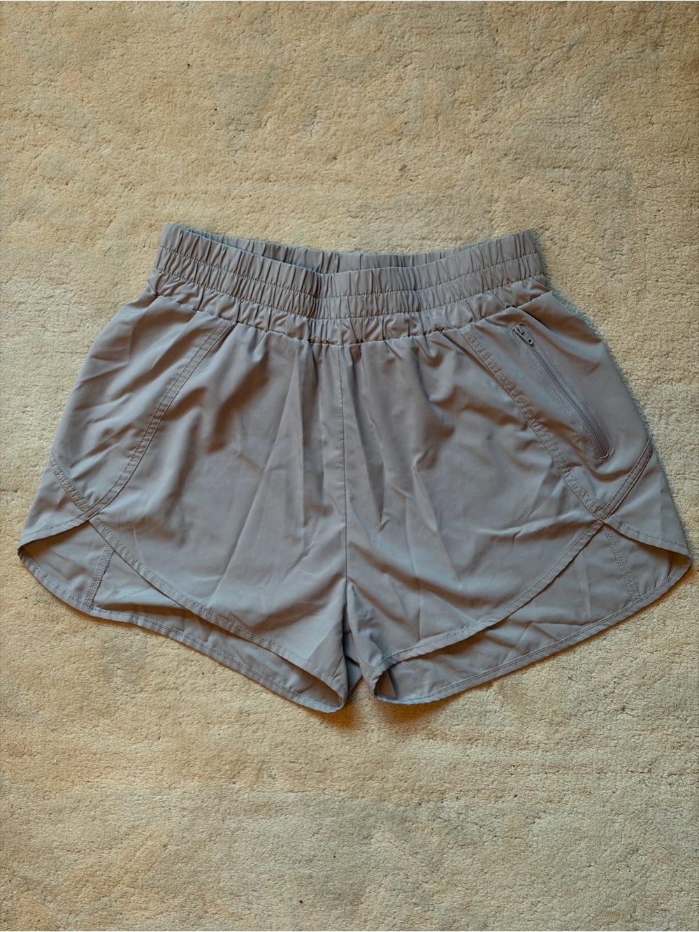 Amazon Women's Athletic Shorts - Light Gray Elastic Waist